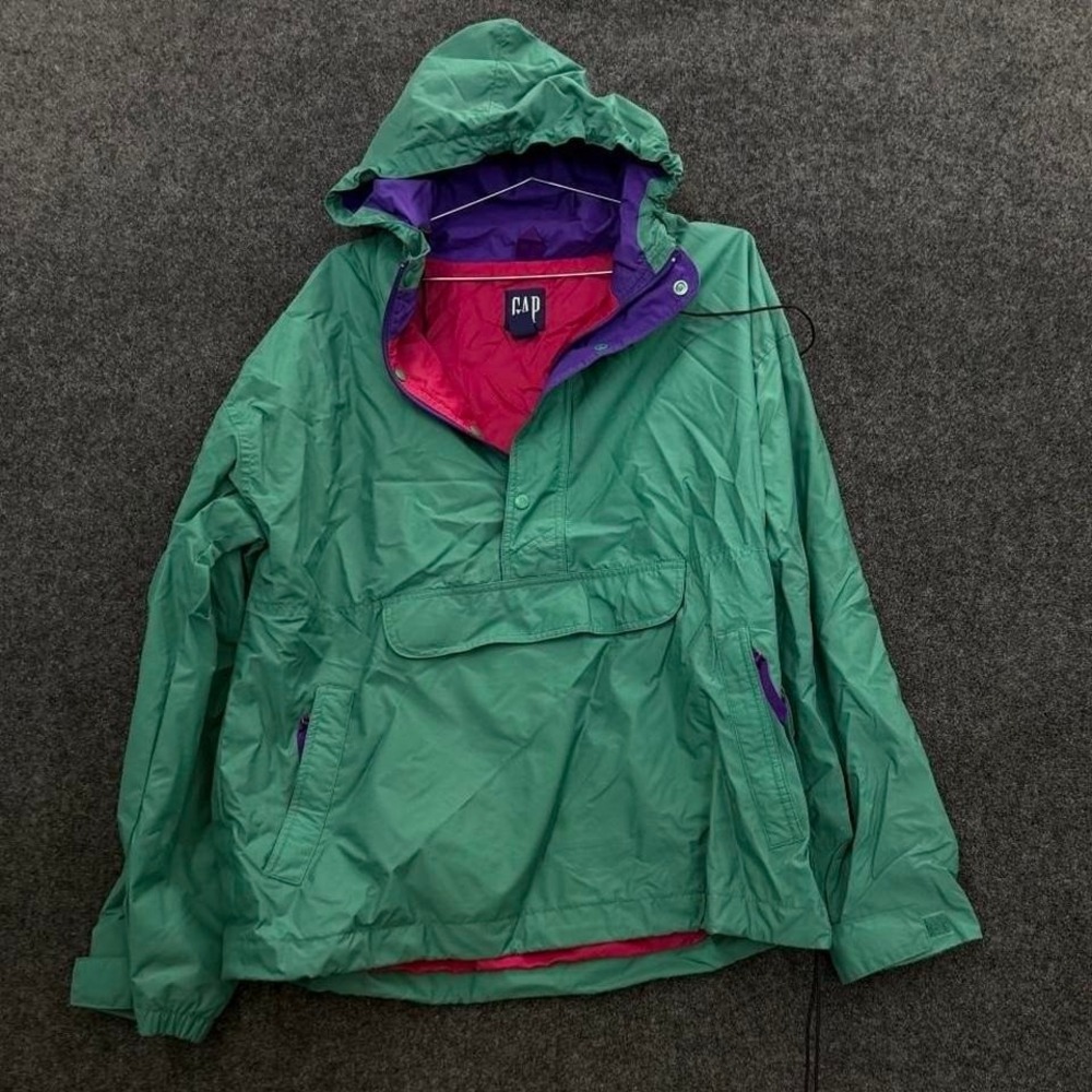 Gap 90s Colorblock Anorak Jacket Men's Large Green Purple Pink Vintage